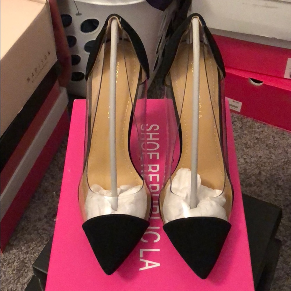 Black and Clear Pumps